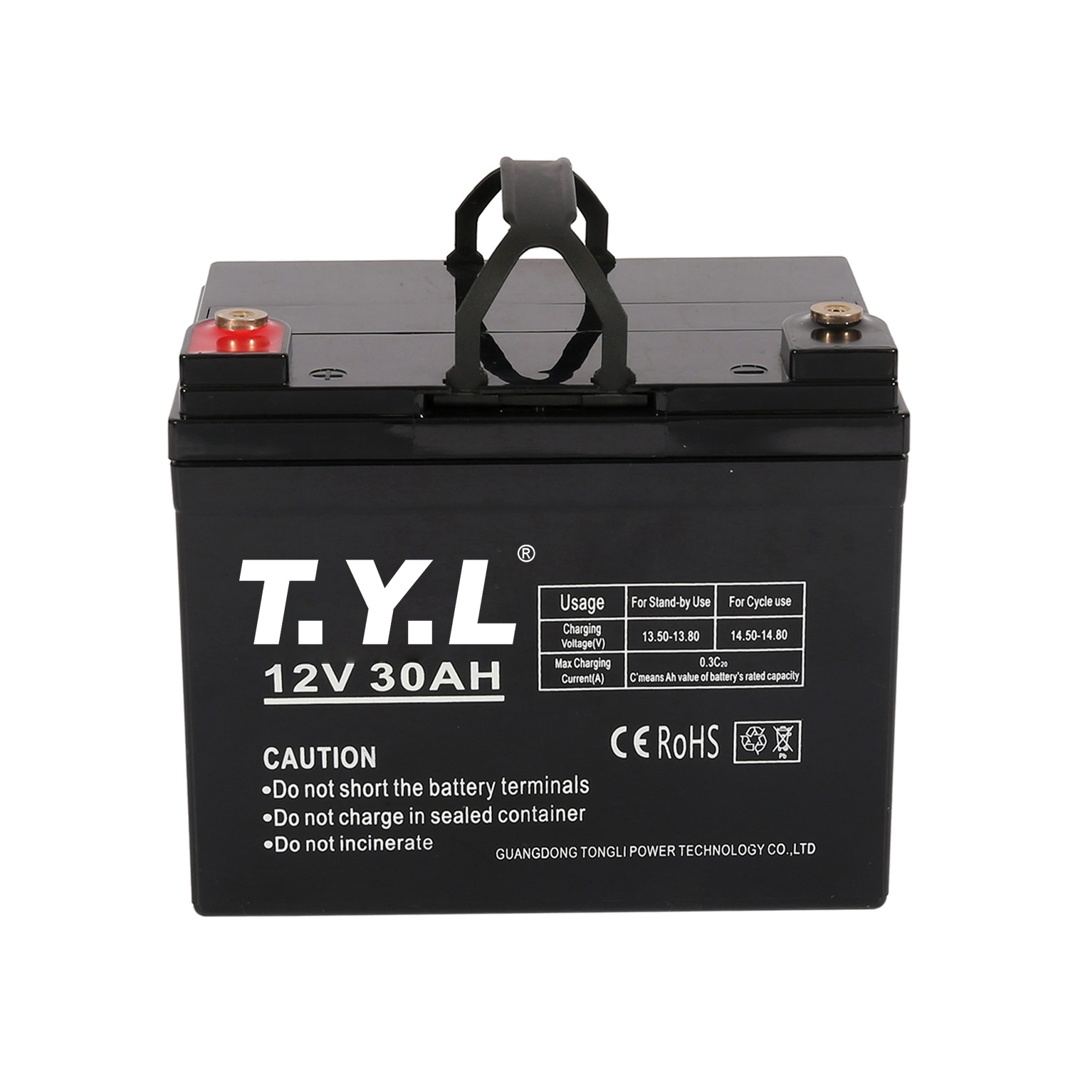batterie d'accumulateurs à haute tension rectangulaire 12V30AH pour le système de sécurité 