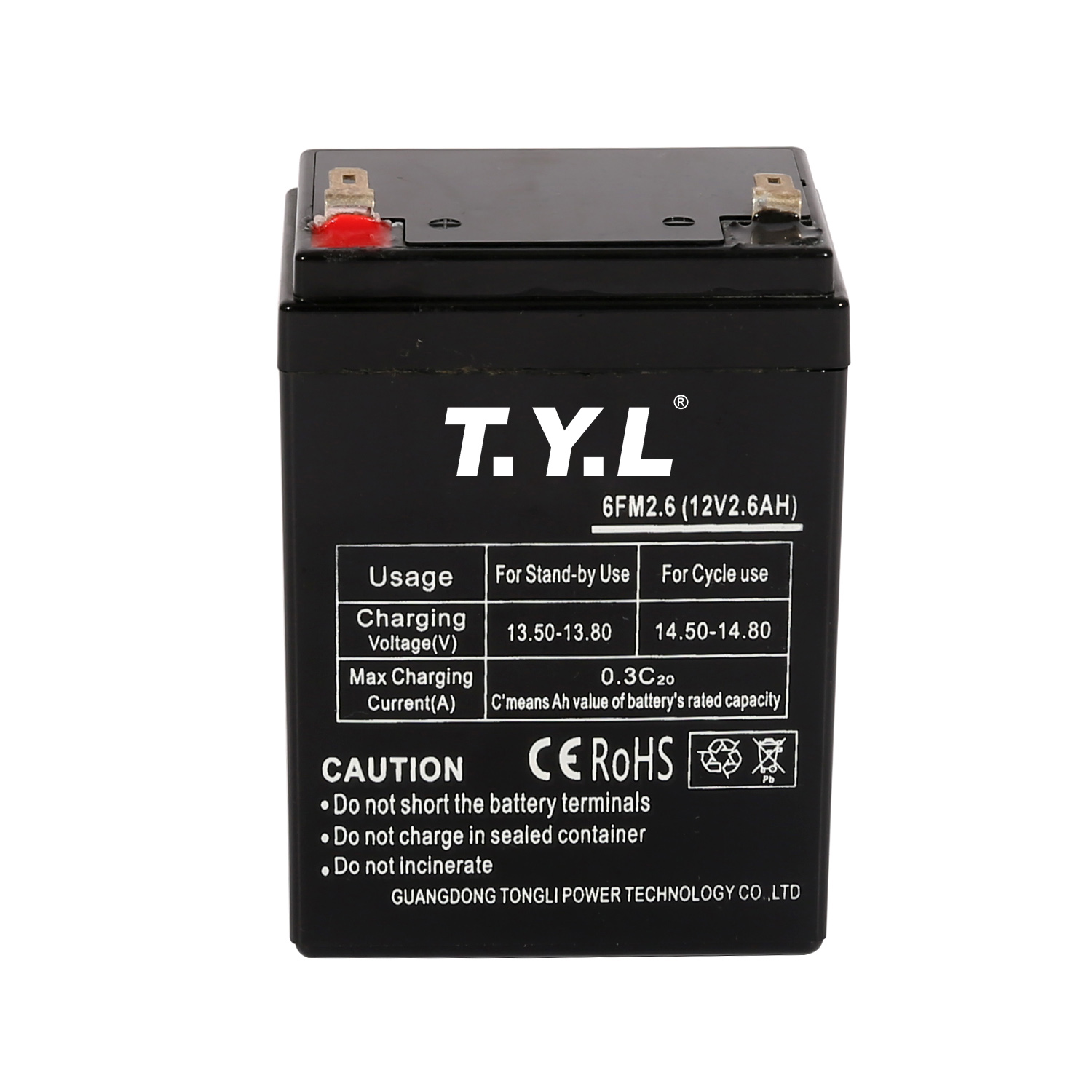 Batterie de stockage chimique en plastique 12V2.6AH pour les entreprises